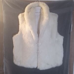 Investments White Faux Fur High Collar Vest XL